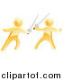 Vector Illustration of 3d Fencing Gold Men Fighting with Swords by AtStockIllustration