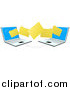 Vector Illustration of 3d Folders Transferring from One Laptop to the Other by AtStockIllustration