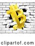 Vector Illustration of 3d Gold Bitcoin Currency Symbol Breaking Through a White Brick Wall by AtStockIllustration