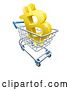 Vector Illustration of 3d Gold Bitcoin Currency Symbol in a Shopping Cart by AtStockIllustration