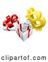 Vector Illustration of 3d Golden Bitcoin Currency Symbol Popping out of a Gift Box by AtStockIllustration