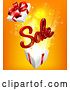 Vector Illustration of 3d Red Sale Sign Popping out of a Gift Box, on Orange by AtStockIllustration