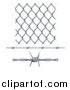 Vector Illustration of 3d Seamless Chainlink Fence and Barbed Wire Elements by AtStockIllustration