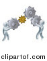 Vector Illustration of 3d Silver Men Working As a Team with Gear Cogs by AtStockIllustration