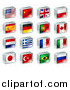 Vector Illustration of 3d Square Flag Icons with Chrome Edges by AtStockIllustration