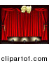 Vector Illustration of 3d Theater Stage Curtains Lighting and Masks by AtStockIllustration