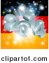 Vector Illustration of a 3d 2014 and Fireworks over a German Flag by AtStockIllustration
