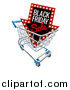 Vector Illustration of a 3d Arrow Marquee Sign with Black Friday Sale Text in a Shopping Cart by AtStockIllustration