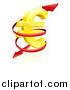 Vector Illustration of a 3d Arrow Spiraling Around a Golden Euro Currency Symbol by AtStockIllustration