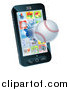 Vector Illustration of a 3d Baseball Flying Through and Breaking a Cell Phone Screen by AtStockIllustration