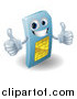 Vector Illustration of a 3d Blue SIM Card Mascot Holding Two Thumbs up by AtStockIllustration