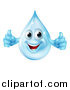 Vector Illustration of a 3d Blue Water Drop Character Holding Two Thumbs up by AtStockIllustration