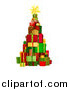 Vector Illustration of a 3d Christmas Tree Tower of Gifts by AtStockIllustration