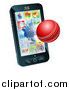Vector Illustration of a 3d Cricket Ball Flying Through and Breaking a Cell Phone Screen by AtStockIllustration