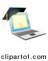 Vector Illustration of a 3d Diploma or Degree on a Laptop Screen with a Graduation Cap by AtStockIllustration