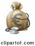 Vector Illustration of a 3d Euro Currency Symbol Money Bag and Stethoscope by AtStockIllustration
