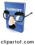 Vector Illustration of a 3d False Nose and Glasses on a Passport by AtStockIllustration