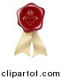 Vector Illustration of a 3d Fleur De Lis Embossed Wax Seal and Parchment Ribbons by AtStockIllustration