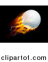 Vector Illustration of a 3d Flying and Blazing Golf Ball with a Trail of Flames, on Black by AtStockIllustration
