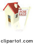 Vector Illustration of a 3d for Sale Sign and Cute Little House with a Reflection by AtStockIllustration