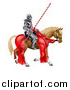 Vector Illustration of a 3d Fully Armored Jousting Knight Holding a Lance on a Horse by AtStockIllustration