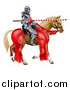 Vector Illustration of a 3d Fully Armored Medieval Jousting Knight Holding a Lance on a Horse by AtStockIllustration