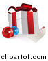 Vector Illustration of a 3d Gift Box with Ornaments and a Blank Tag by AtStockIllustration