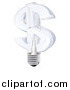 Vector Illustration of a 3d Glass Dollar Symbol Light Bulb by AtStockIllustration