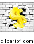 Vector Illustration of a 3d Gold Dollar Currency Symbol Breaking Through a White Brick Wall by AtStockIllustration