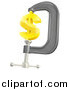 Vector Illustration of a 3d Gold Dollar Symbol in a Clamp by AtStockIllustration