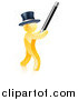 Vector Illustration of a 3d Gold Magic Man Holding up a Wand by AtStockIllustration