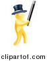 Vector Illustration of a 3d Gold Magician Man Holding up a Magic Wand by AtStockIllustration