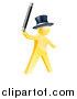 Vector Illustration of a 3d Gold Man Magician Holding up a Wand by AtStockIllustration