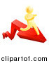 Vector Illustration of a 3d Gold Man Running on a Red Arrow by AtStockIllustration