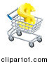 Vector Illustration of a 3d Golden Dollar Symbol in a Shopping Cart by AtStockIllustration