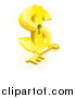 Vector Illustration of a 3d Golden Dollar Symbol with a Key Hole and Skeleton Key by AtStockIllustration
