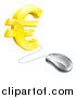 Vector Illustration of a 3d Golden Euro Symbol Connected to a Computer Mouse by AtStockIllustration