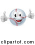 Vector Illustration of a 3d Happy Baseball Mascot Holding Two Thumbs up by AtStockIllustration