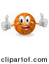 Vector Illustration of a 3d Happy Basketball Mascot Holding Two Thumbs up by AtStockIllustration