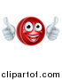 Vector Illustration of a 3d Happy Cricket Ball Mascot Character Giving Two Thumbs up by AtStockIllustration