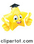 Vector Illustration of a 3d Happy Golden Graduate Star Emoji Emoticon Character Giving Two Thumbs up by AtStockIllustration