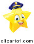 Vector Illustration of a 3d Happy Golden Police Office Star Emoji Emoticon Character Wearing a Hat by AtStockIllustration