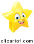 Vector Illustration of a 3d Happy Golden Star Emoji Emoticon Character by AtStockIllustration