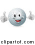 Vector Illustration of a 3d Happy Golf Ball Mascot Holding Two Thumbs up by AtStockIllustration