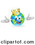 Vector Illustration of a 3d Happy King of the World Globe Wearing a Crown by AtStockIllustration