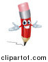 Vector Illustration of a 3d Happy Red Writing Pencil by AtStockIllustration