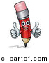 Vector Illustration of a 3d Happy Red Writing Pencil Holding up Two Thumbs by AtStockIllustration