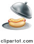 Vector Illustration of a 3d Hot Dog Being Served in a Cloche Platter by AtStockIllustration