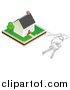 Vector Illustration of a 3d Key Ring Attached to a Property with a House by AtStockIllustration