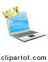 Vector Illustration of a 3d Kings Crown on a Laptop by AtStockIllustration